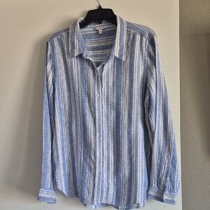 Lucky Brand Blue and White Striped Casual Shirt